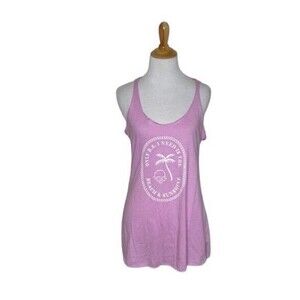 Next Level The Only BS I Need Is Beach and Sunshine Funny Summer Pink Tank Sz M